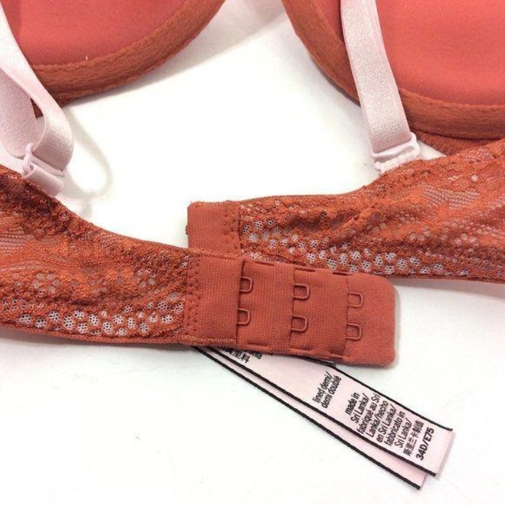 4/$25 Victoria's Secret Bra‎ Lined Demi Lace Burn Orange Womens Sz 34D - Picture 4 of 6